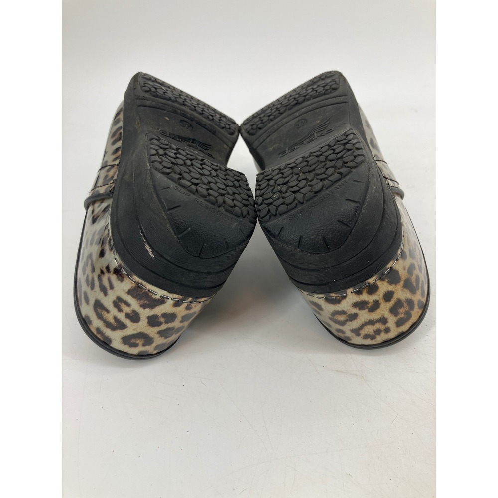 Dansko Professional Clogs Women 37 6.5-7 Gold Leopard Patent Leather Excellent - Picture 7 of 9